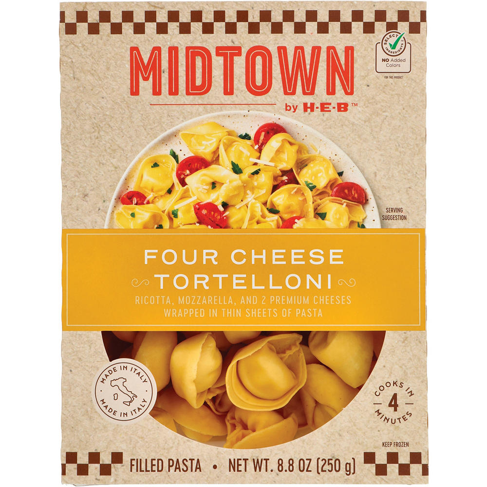 Midtown by H-E-B Frozen Four Cheese Tortelloni Filled Pasta, 8.8 oz