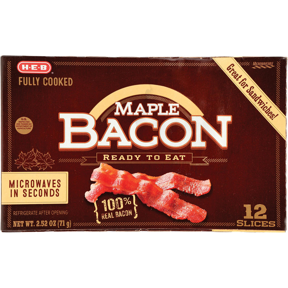 H-E-B Fully Cooked Maple Bacon, 2.52 oz