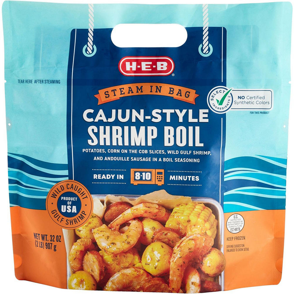 H-E-B Frozen Steam in Bag Cajun-Style Shrimp Boil, 32 oz