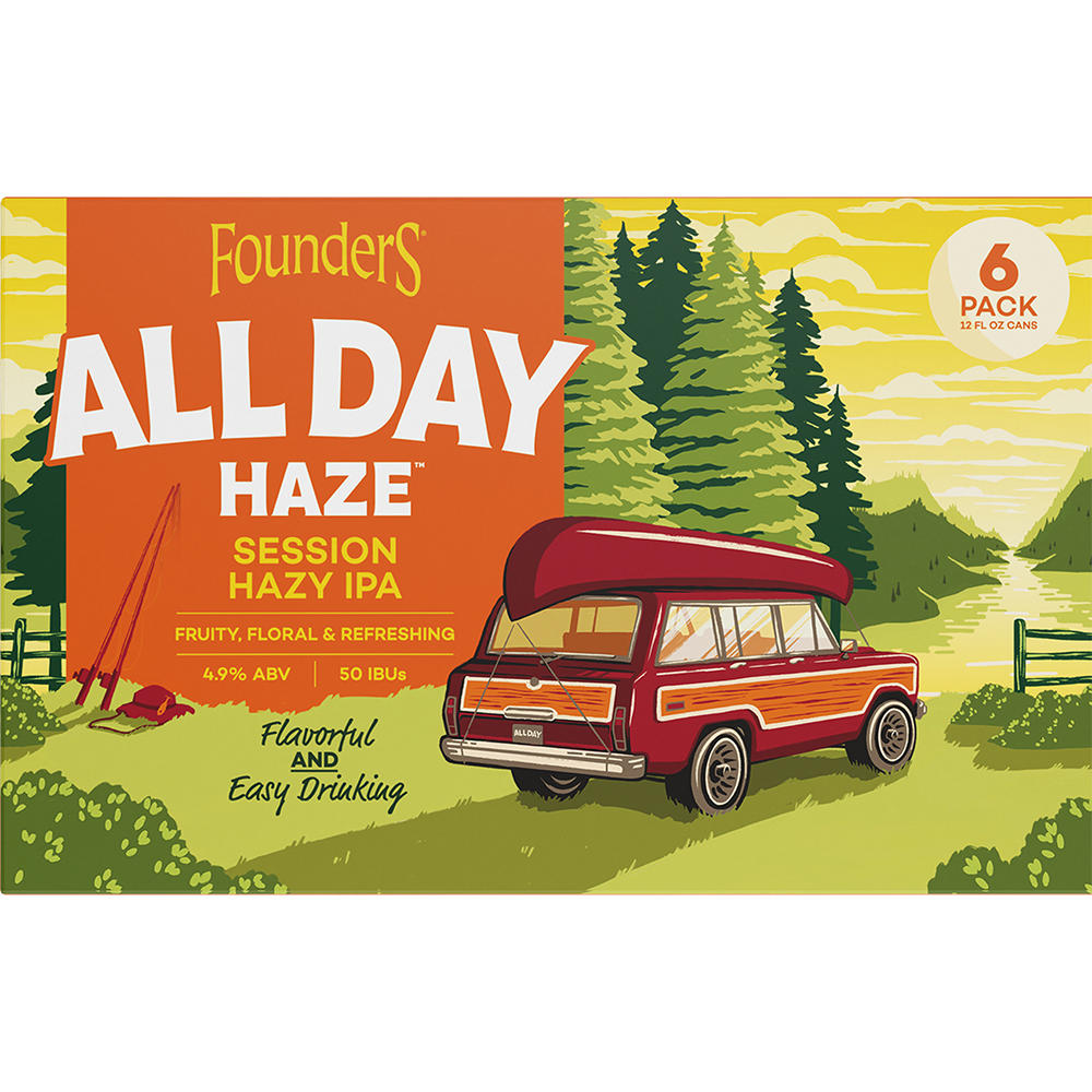 Founders All Day Haze Session Hazy IPA Craft Beer 6 pk Cans, 12 oz