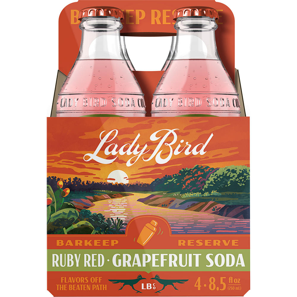 Lady Bird Ruby Red Grapefruit Soda 4 pk Bottles, 8.5 oz