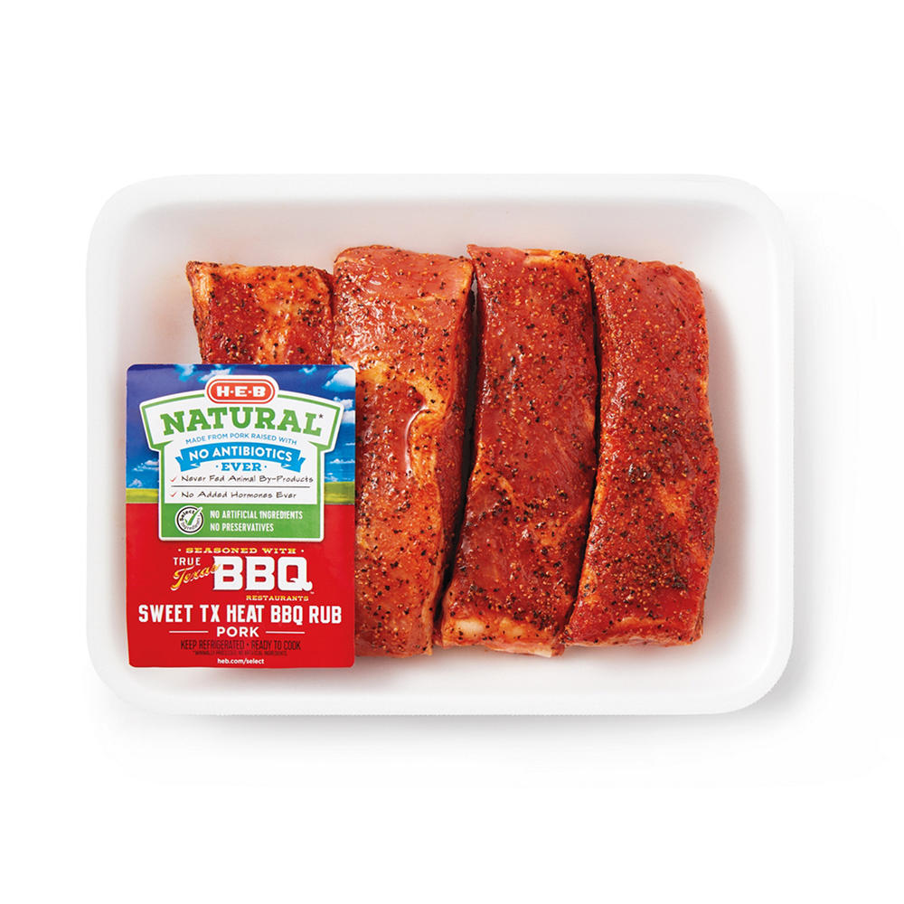 H-E-B Natural Seasoned St. Louis-Style Pork Finger Ribs – Sweet TX Heat, Avg. 1.85 lbs