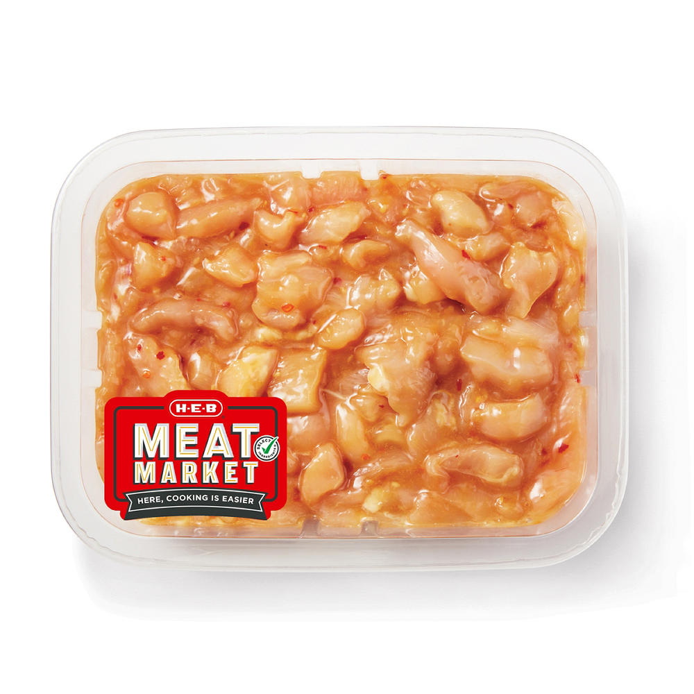 H-E-B Meat Market Marinated Diced Chicken - Ginger Teriyaki, Avg. 1.25 lbs