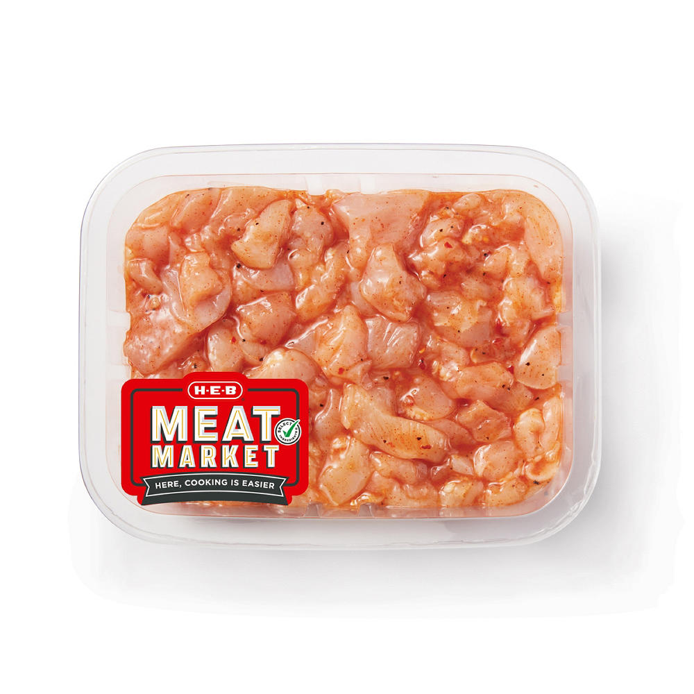 H-E-B Meat Market Marinated Diced Chicken - Chile Lime, Avg. 1.25 lbs