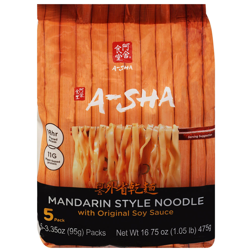 A-Sha Mandarin Style Noodles with Original Soy Sauce, 5 pk