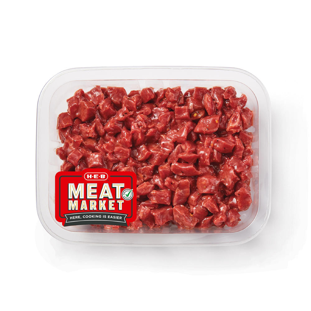 H-E-B Meat Market Marinated Diced Beef - Chile Lime, Avg. 1.25 lbs