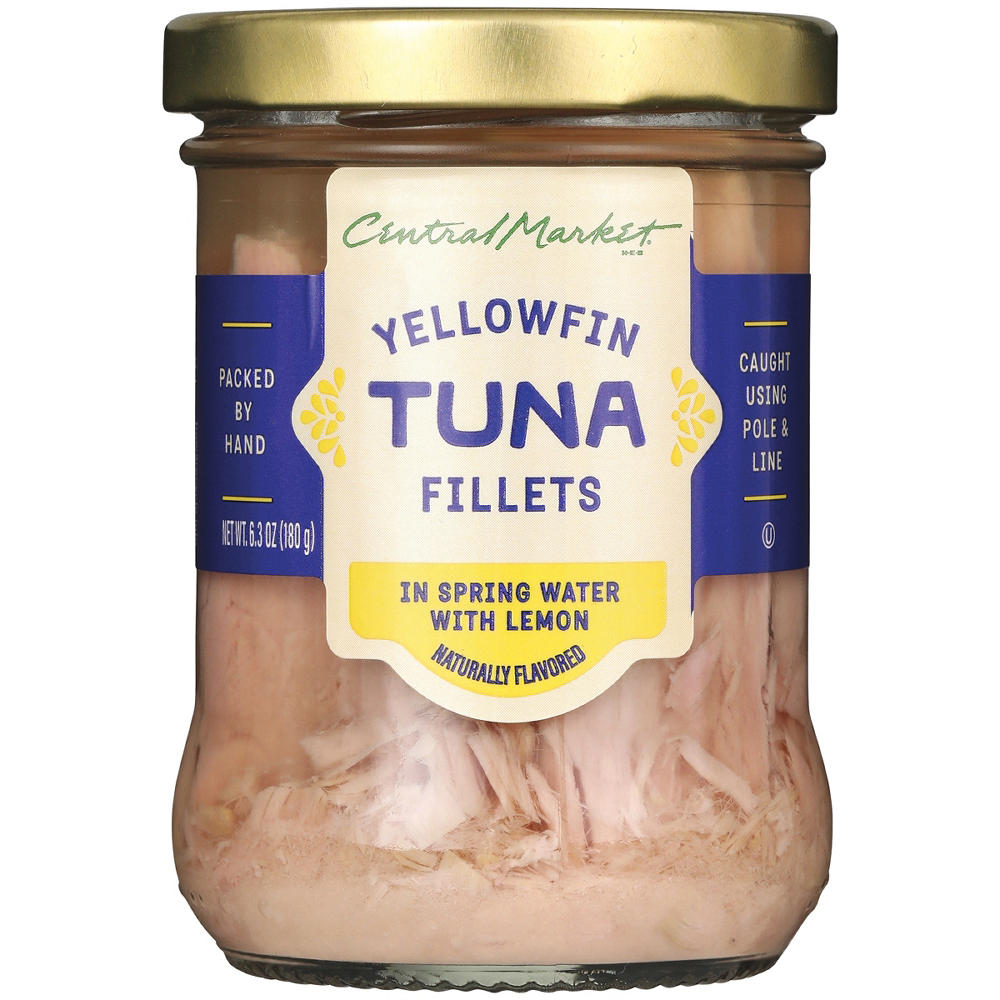 Central Market Yellowfin Tuna Fillets - Spring Water & Lemon, 6.3 oz