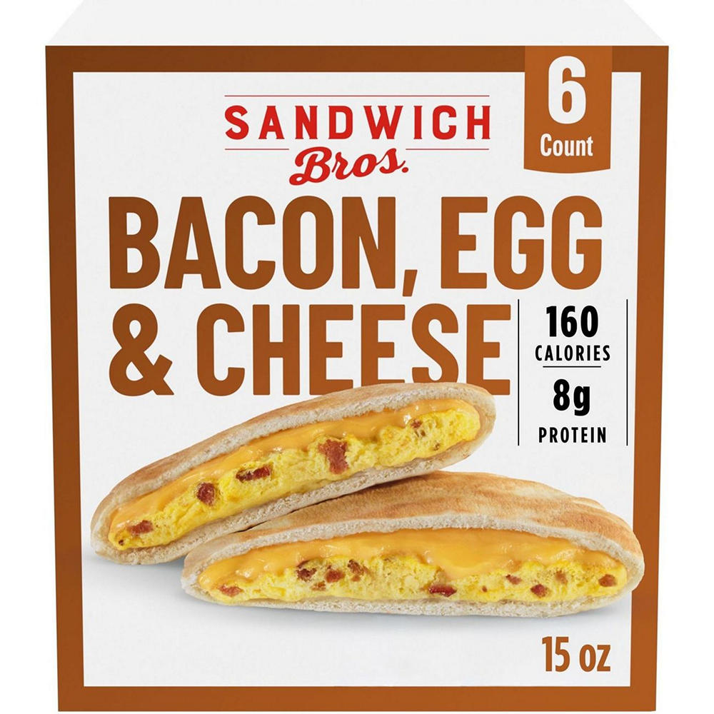 Sandwich Bros. Bacon, Egg & Cheese Frozen Breakfast Sandwiches, 6 ct