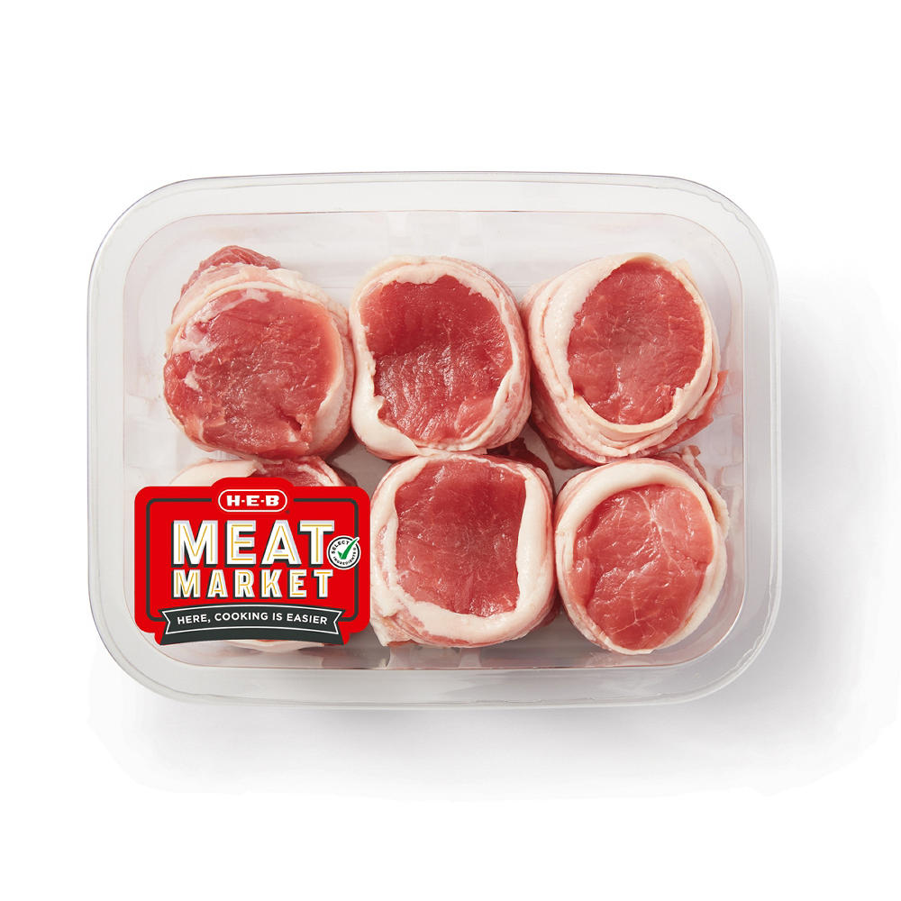 H-E-B Meat Market Bacon-Wrapped Pork Tenderloin Medallions, Avg. 1.33 lbs