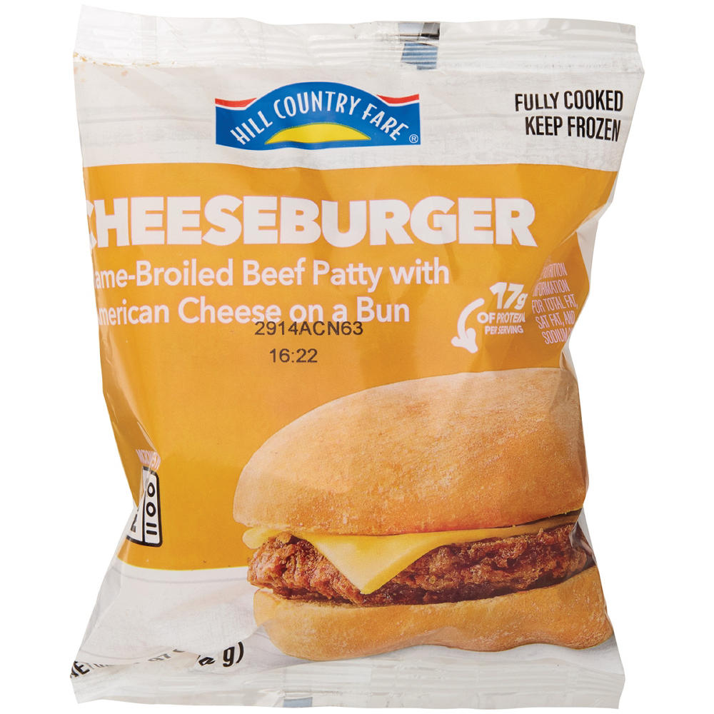 Hill Country Fare Fully Cooked Frozen Cheeseburger, 4.97 oz