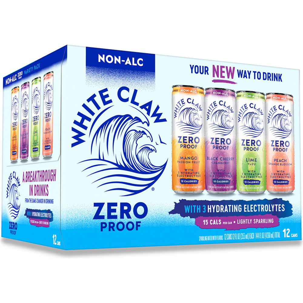 White Claw Zero Proof Non Alcoholic Variety Craft Beer 12 pk Cans, 12 oz
