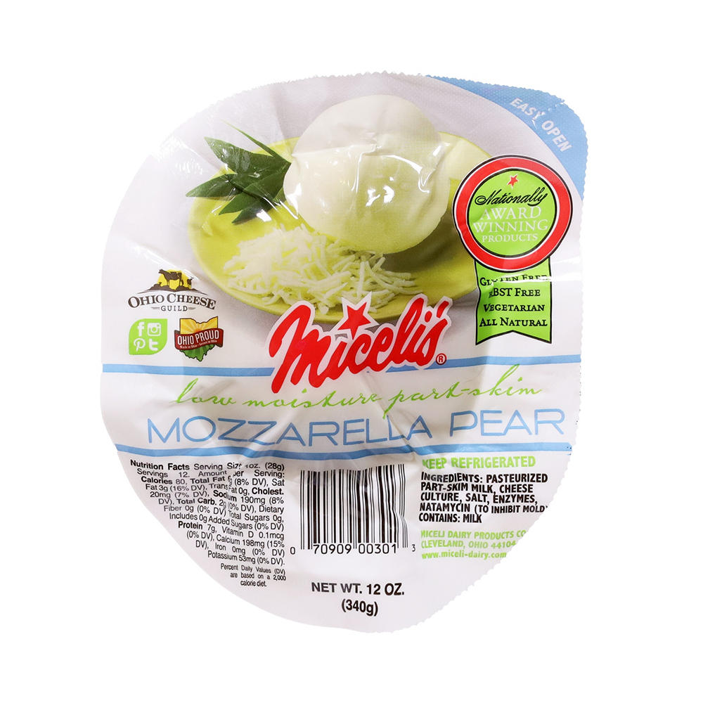 Miceli's Low Moisture, Part-Skim Mozzarella Cheese Pear, 12oz