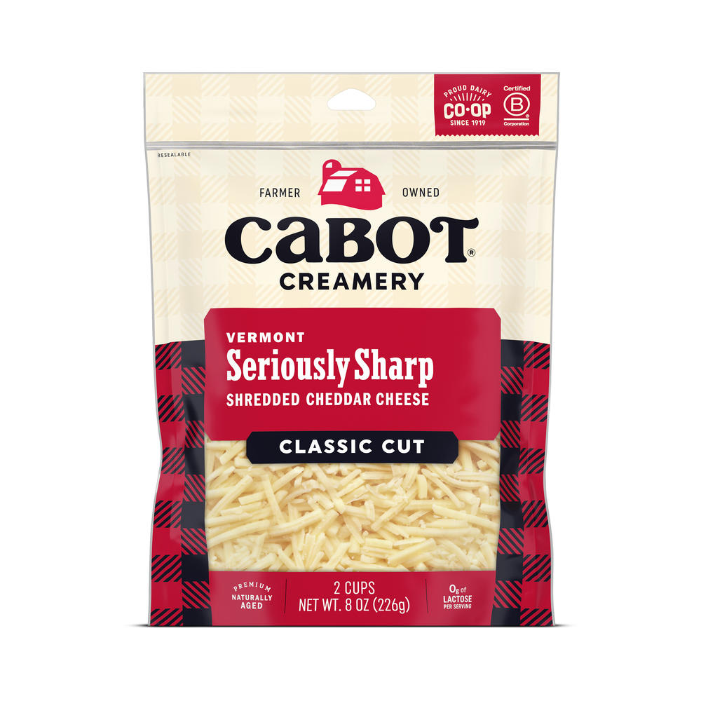 CABOT Seriously Sharp Cheddar Shredded Cheese, 8 oz