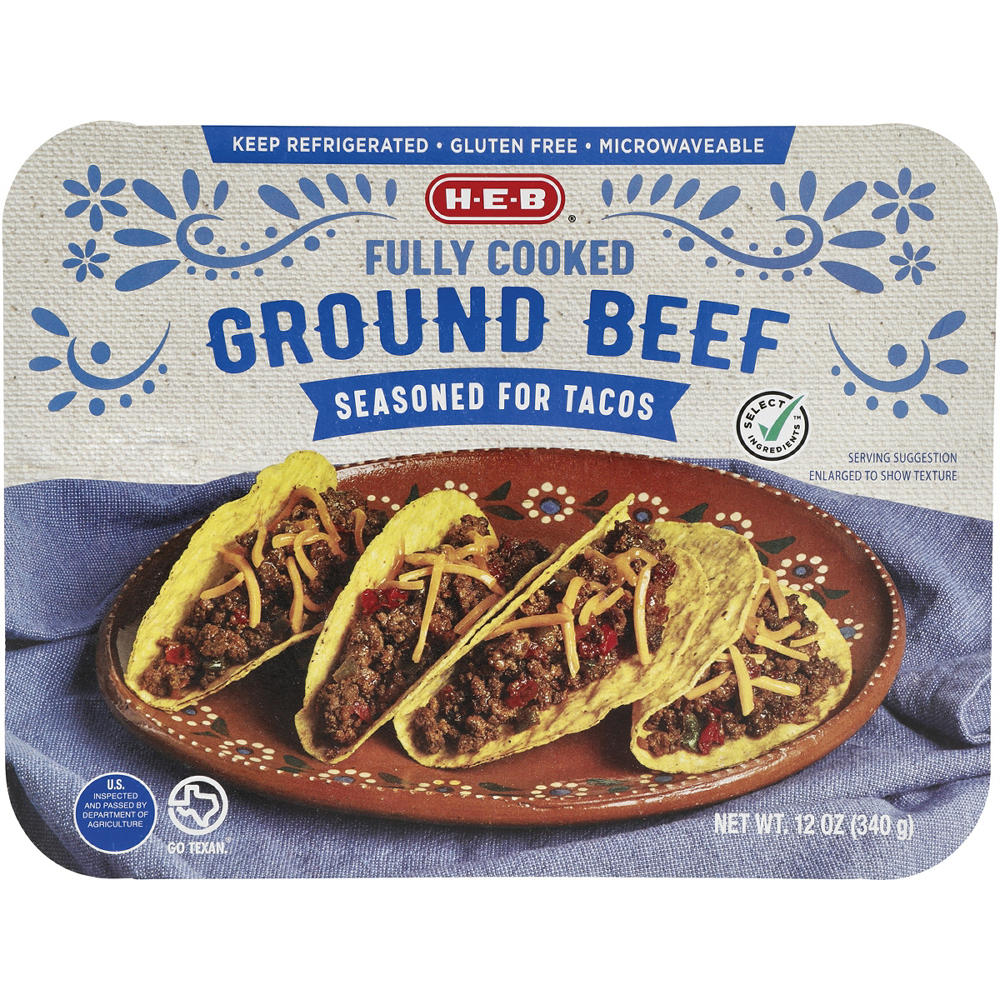 H-E-B Fully Cooked Seasoned Ground Beef for Tacos, 12 oz
