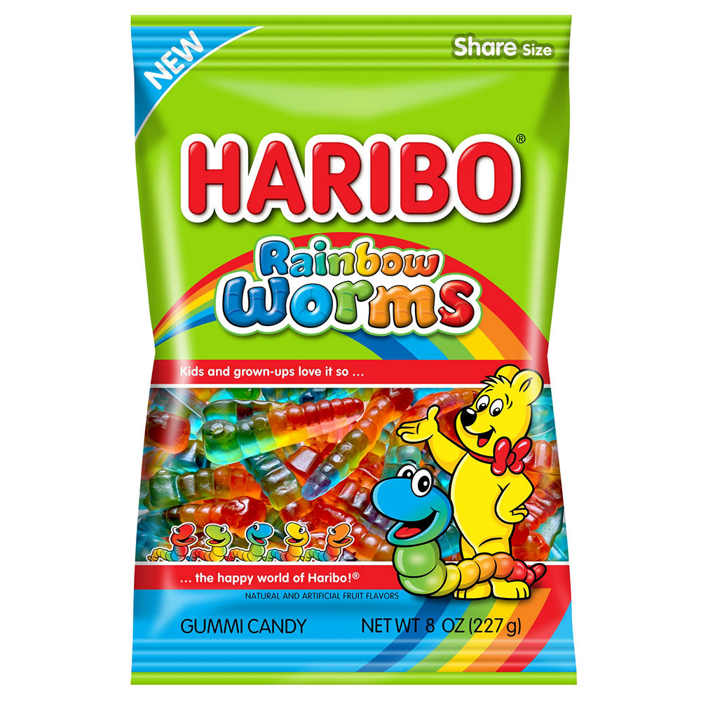 Haribo Rainbow Worms Gummi Candy - Share Size, 8 oz