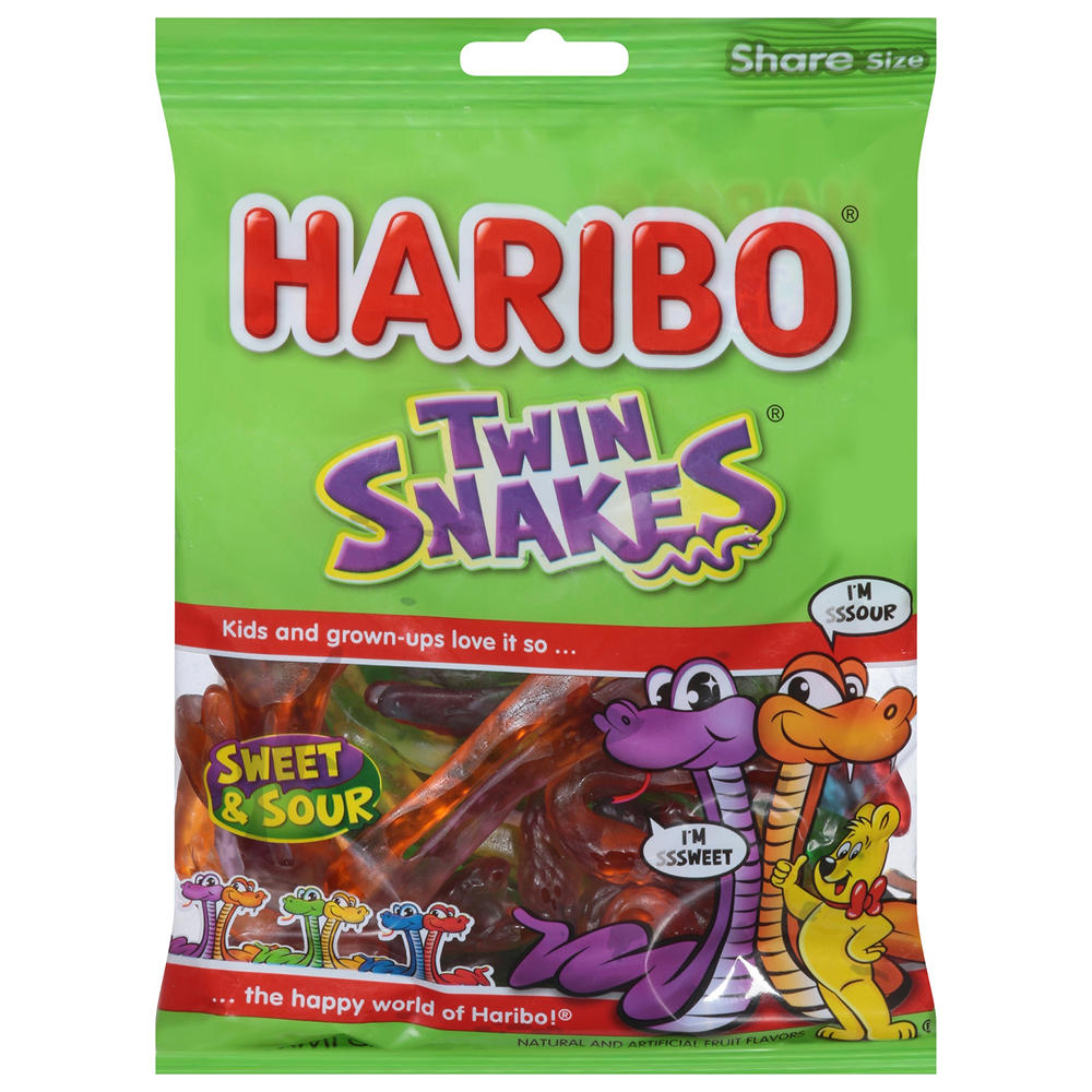 Haribo Twin Snakes Gummi Candy - Share Size, 8 oz