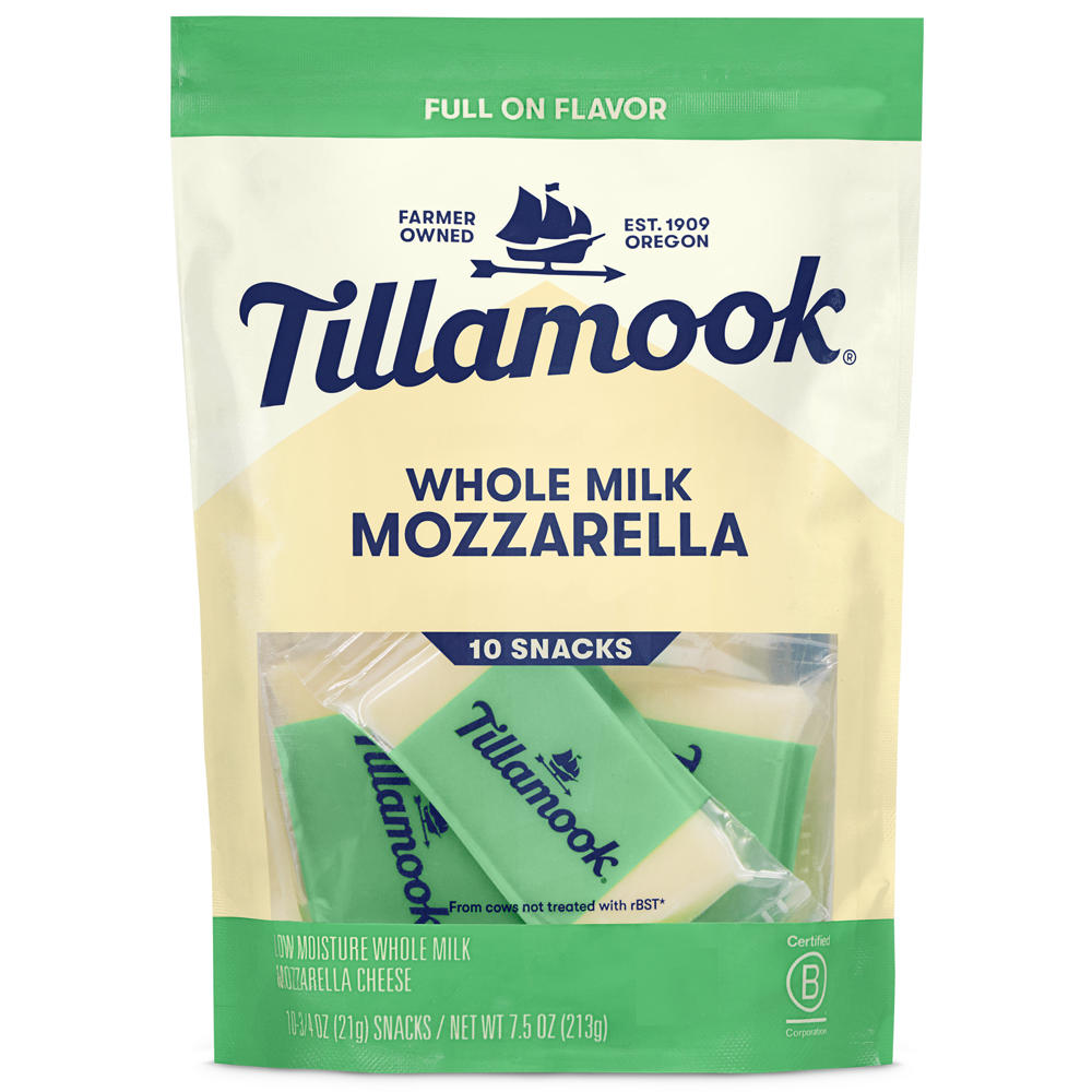 Tillamook Whole Milk Mozzarella Cheese Snack Bars, 10 ct