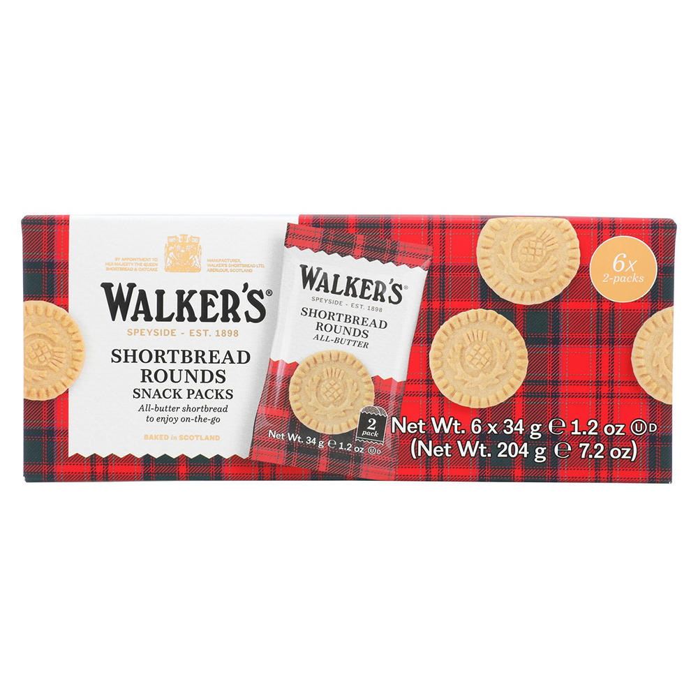 Walker's Pure Butter Shortbread Rounds Snack Packs, 6 ct