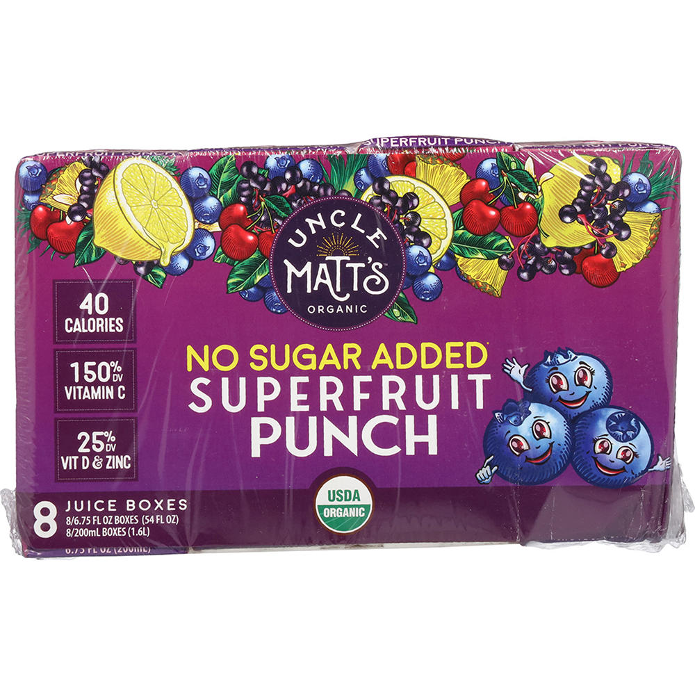 Uncle Matt's Organic Superfruit Punch No Sugar Added 8 pk Boxes, 6.75 oz