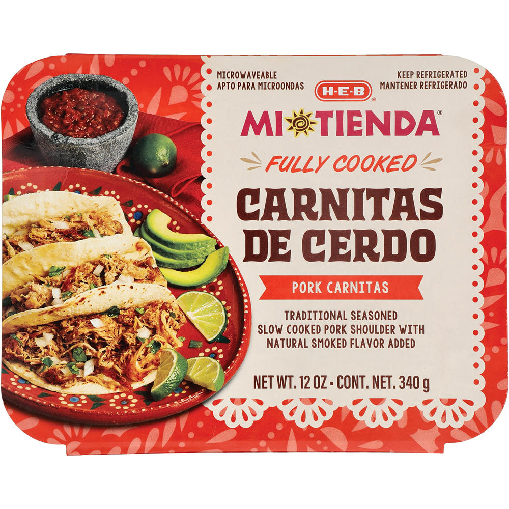 H-E-B Mi Tienda Fully Cooked Seasoned Pork Carnitas de Cerdo, 12 oz