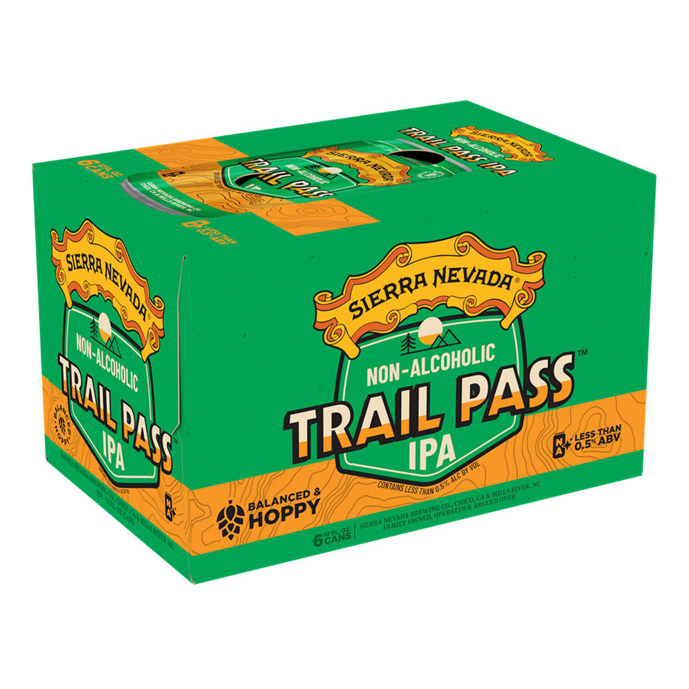 Sierra Nevada Non Alcoholic Trail Pass Non Alcoholic IPA Craft Beer 6 pk Cans, 12 oz