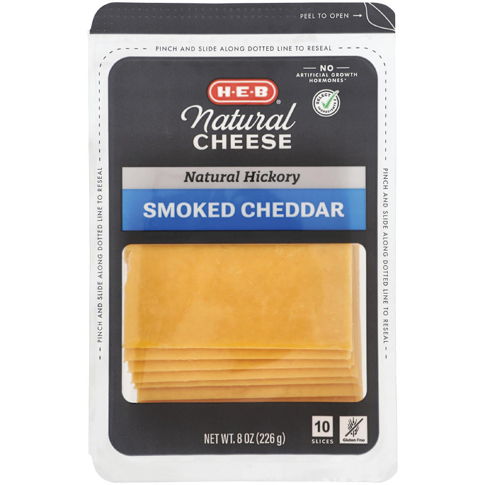 H-E-B Natural Hickory Smoked Cheddar Sliced Cheese, 10 ct