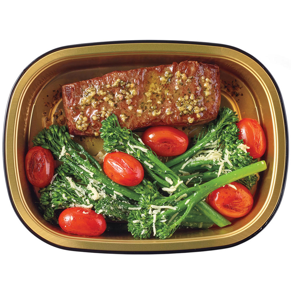 Meal Simple by H-E-B American Style Wagyu Beef Flat Iron Steak, Baby Broccoli & Tomatoes, Avg. 0.7 lb