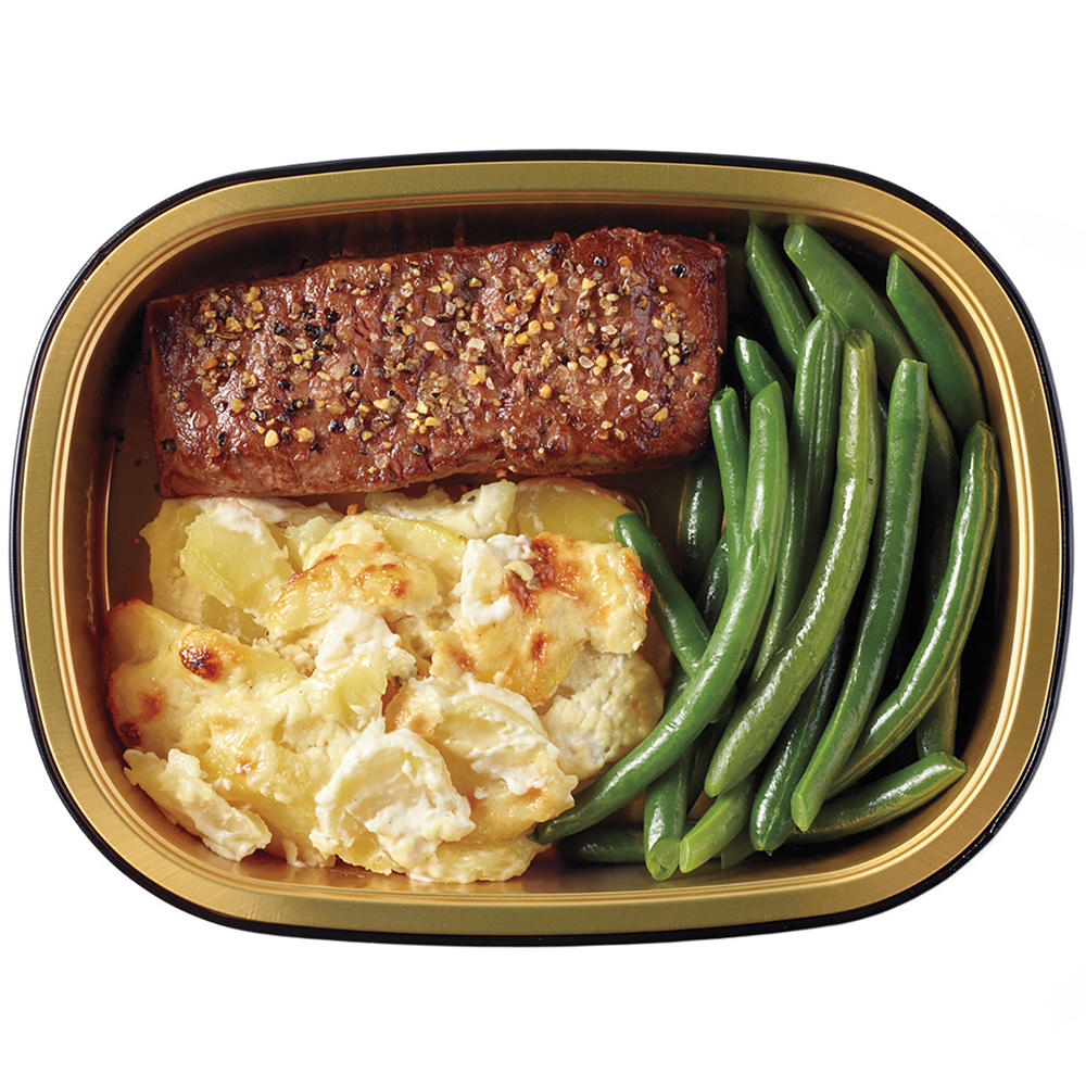 Meal Simple by H-E-B American Style Wagyu Beef Flat Iron Steak, Potatoes Au Gratin & Green Beans, Avg. 0.9 lb