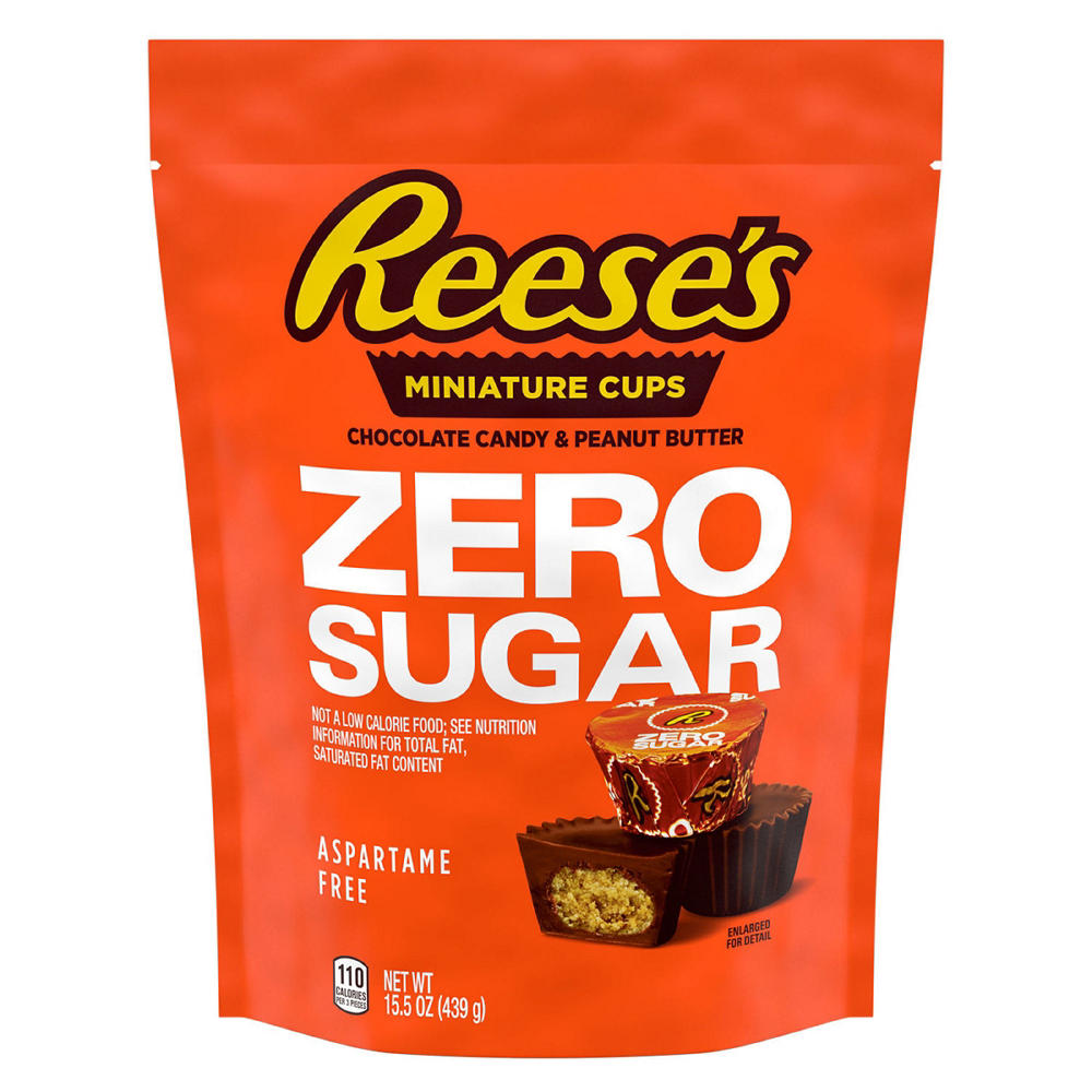 Reese's Zero Sugar Miniatures Chocolate Peanut Butter Cups Candy, 15.5 oz