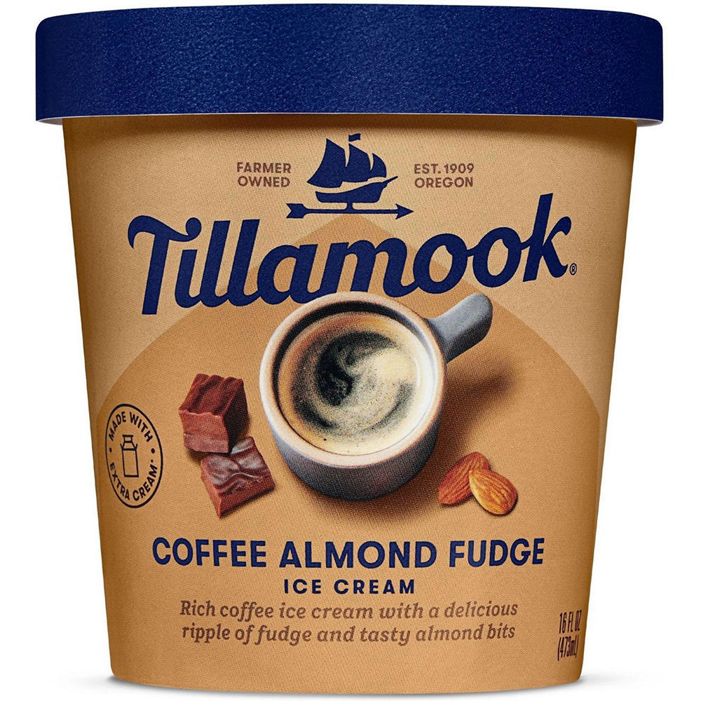 Tillamook Coffee & Almond Fudge Ice Cream, 1 pt