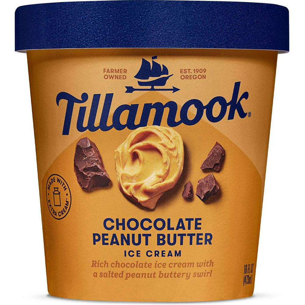 Tillamook Chocolate Peanut Butter Ice Cream, 1 pt