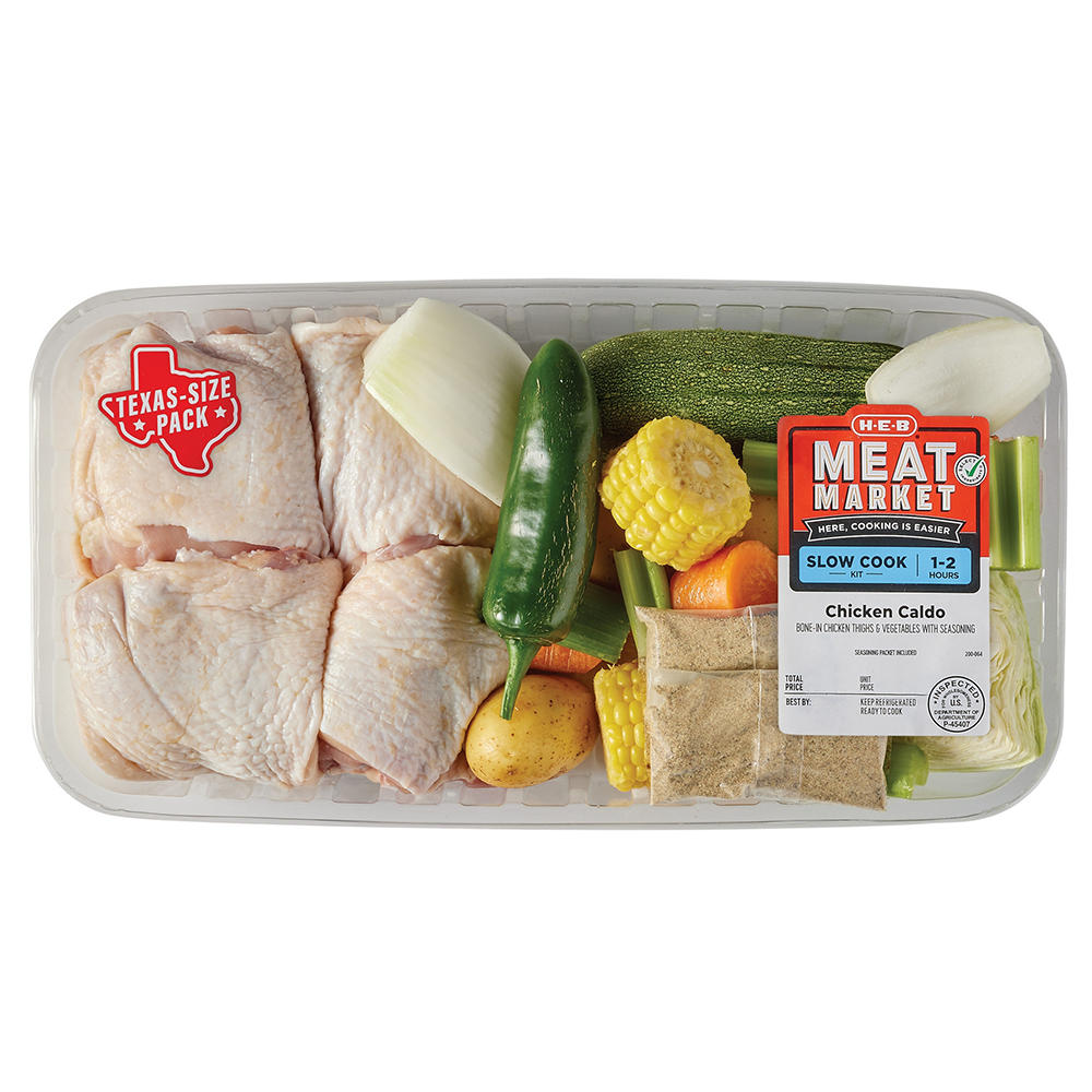 H-E-B Meat Market Caldo Soup Kit - Bone-In Chicken Thighs & Vegetables - Texas-Size Pack, Avg. 5.0 lbs