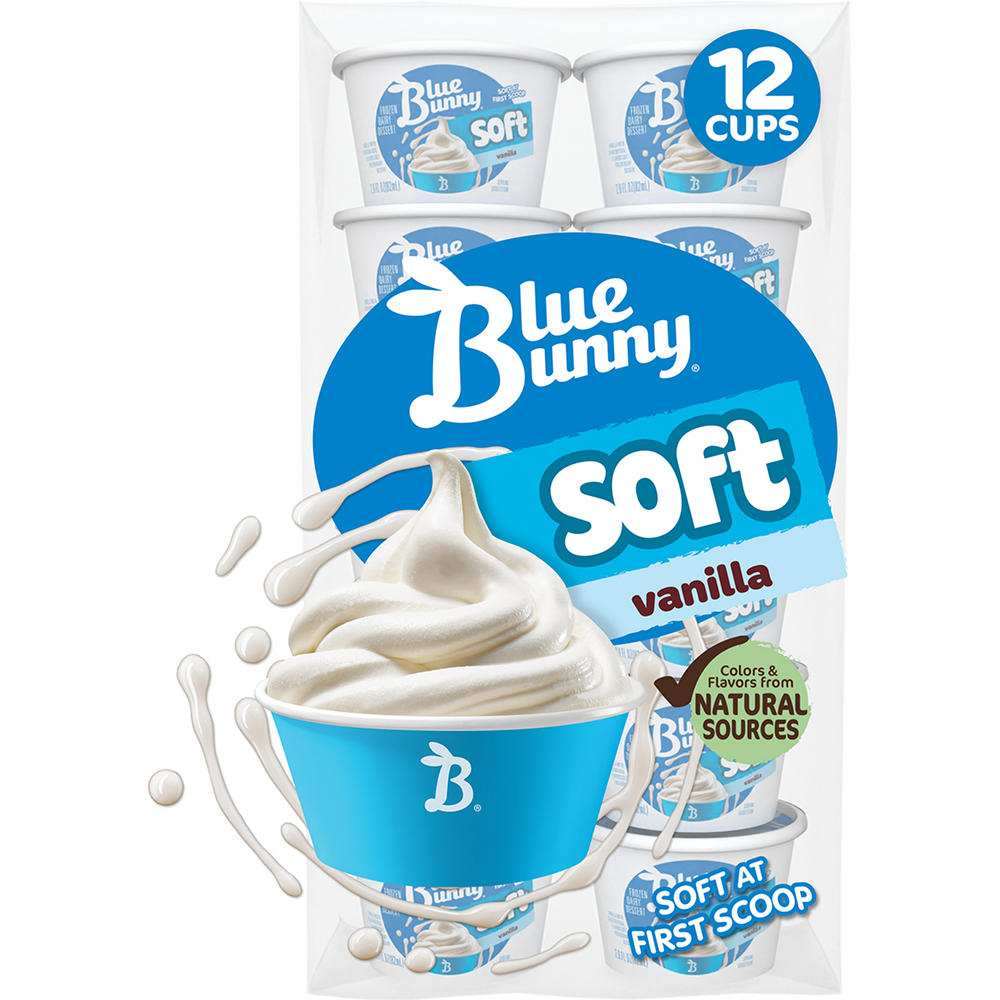 Blue Bunny Soft Vanilla Frozen Dairy Dessert Cups, 12 ct