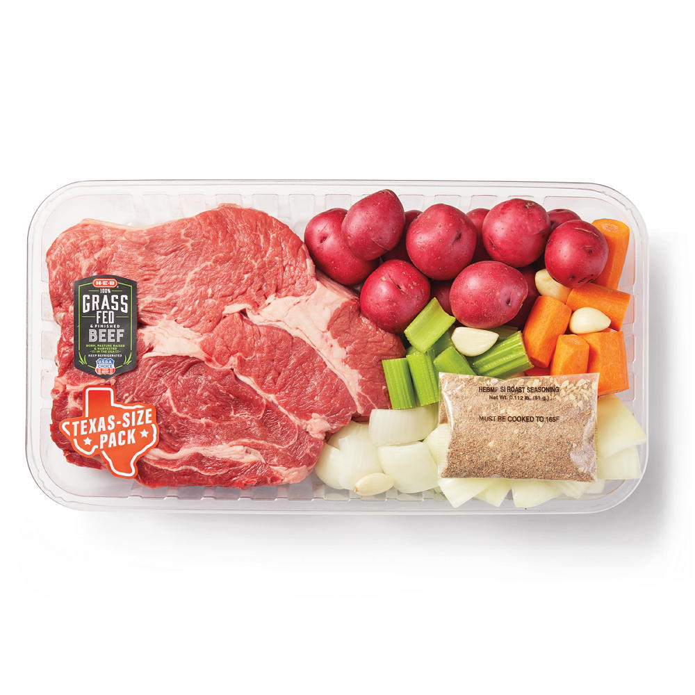 H-E-B Grass Fed & Finished Beef Roast Kit - Boneless Chuck Roast - Texas-Size Pack, Avg. 4.5 lbs