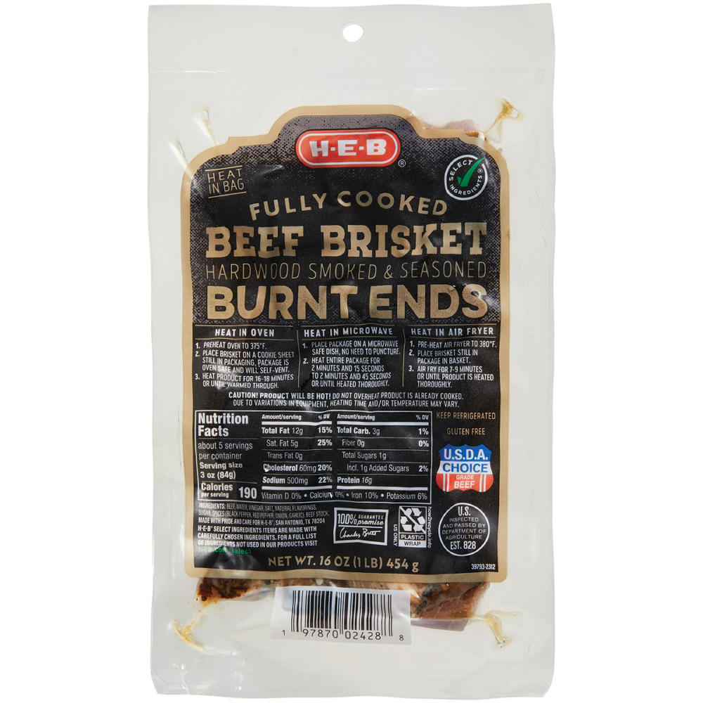 H-E-B Fully Cooked Seasoned Beef Brisket Burnt Ends, 16 oz