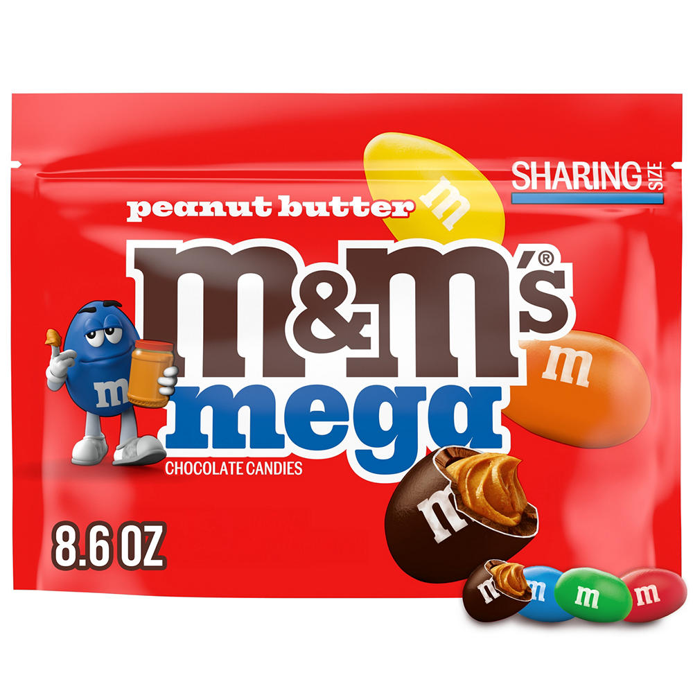 M&M'S Mega Peanut Butter Chocolate Candy - Sharing Size, 8.6 oz