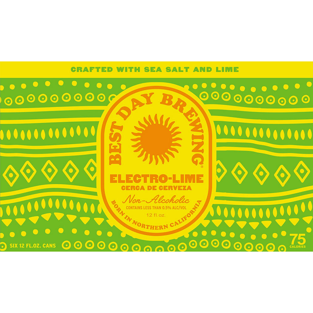 Best Day Brewing Electro-Lime Non Alcoholic Mexican Lager Craft Beer 6 pk Cans, 12 oz