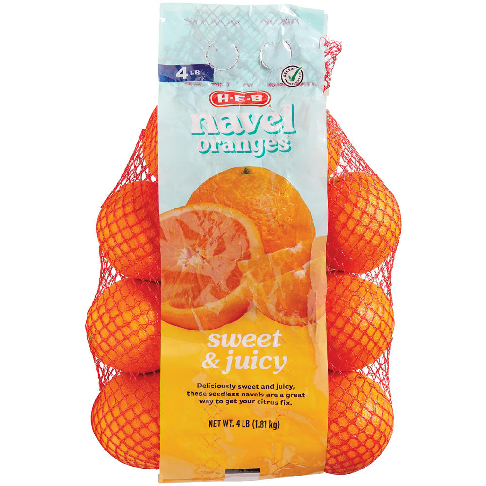 H-E-B Fresh Navel Oranges, 4 lb bag