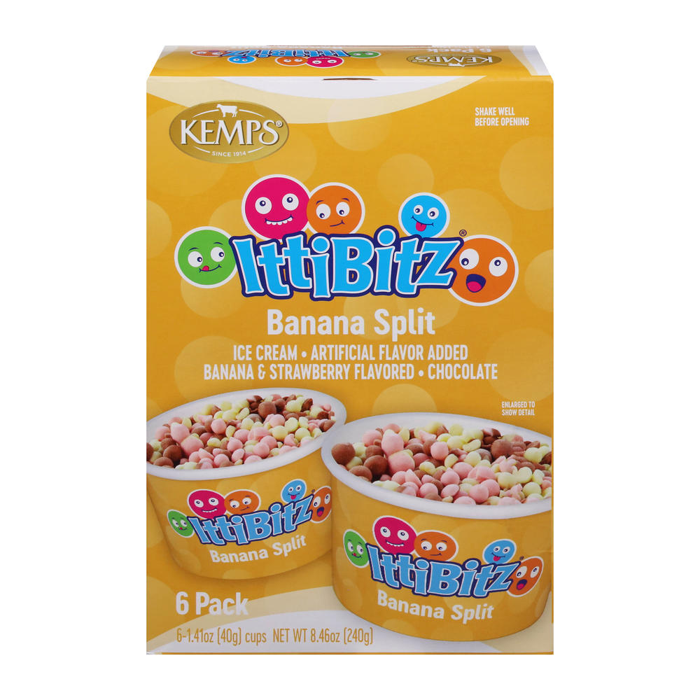 Kemps IttiBitz Banana Split Ice Cream Cups, 6 ct