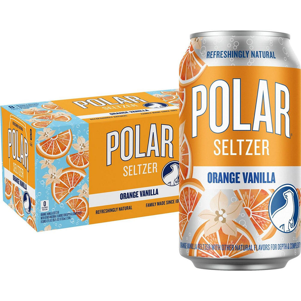 Polar Orange Vanilla Seltzer Water 8 pk Cans, 12 oz