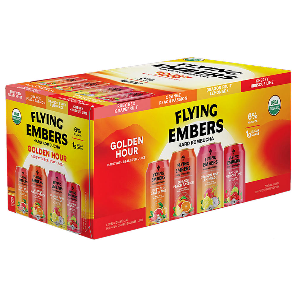 Flying Embers Golden Hour Hard Kombucha Variety Cans 8 pk, 12 oz