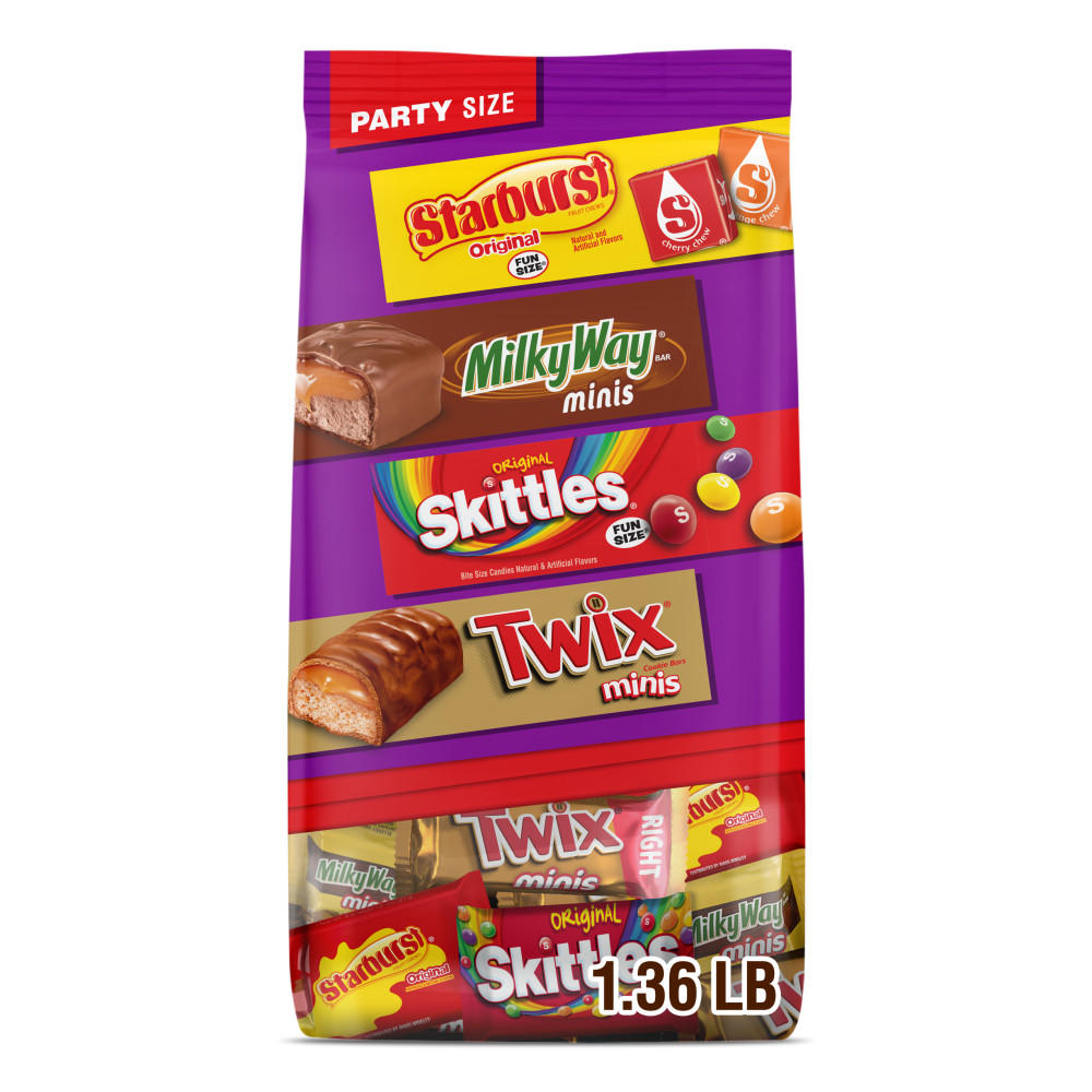 Twix, Milky Way, Skittles, & Starburst Assorted Minis Candy - Party Size, 21.82 oz