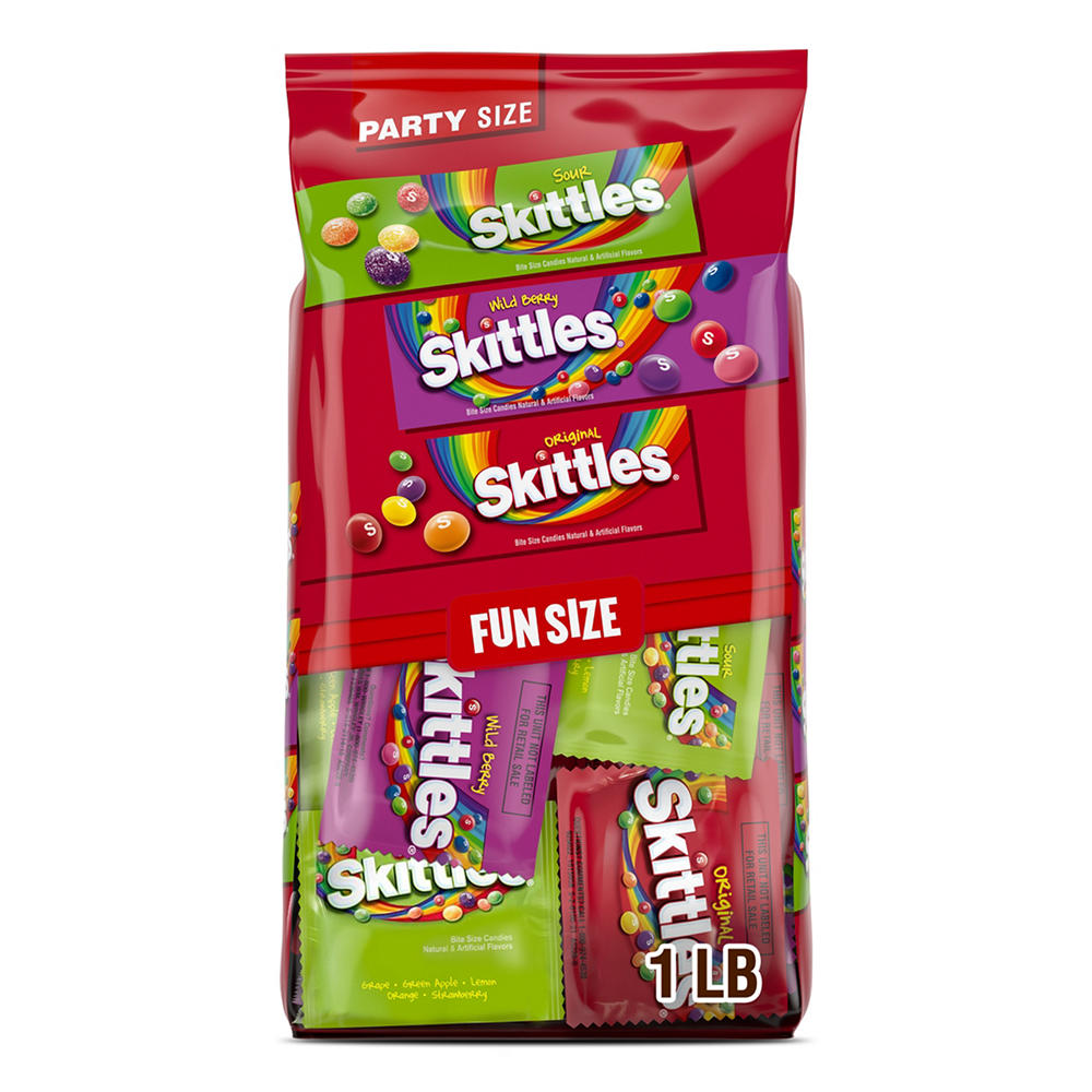 Skittles Assorted Fun Size Chewy Fruit Candy - Party Size, 26.46 oz
