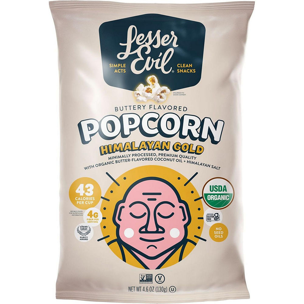 LesserEvil Organic Popped Popcorn - Himalayan Gold, 4.6 oz