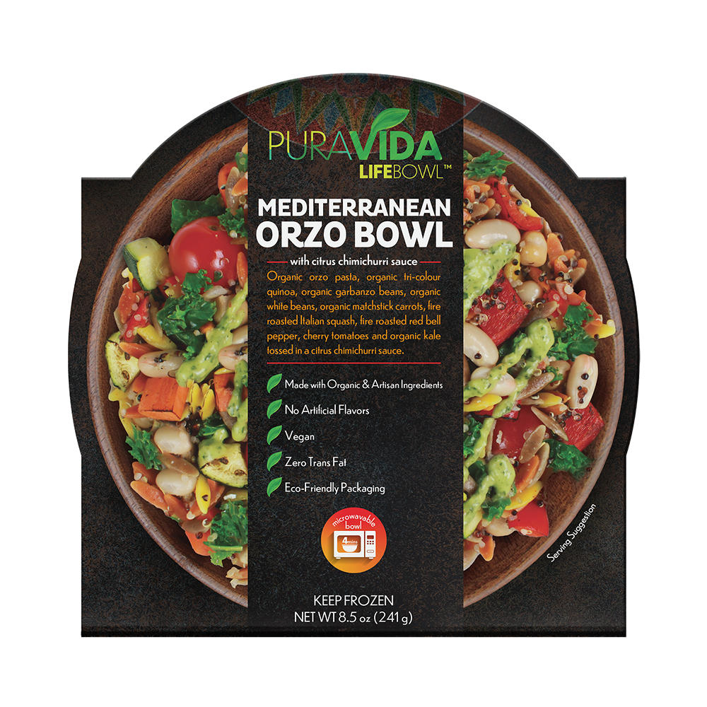 PuraVida Life Bowl Mediterranean Orzo Bowl Frozen Meal, 8.5 oz