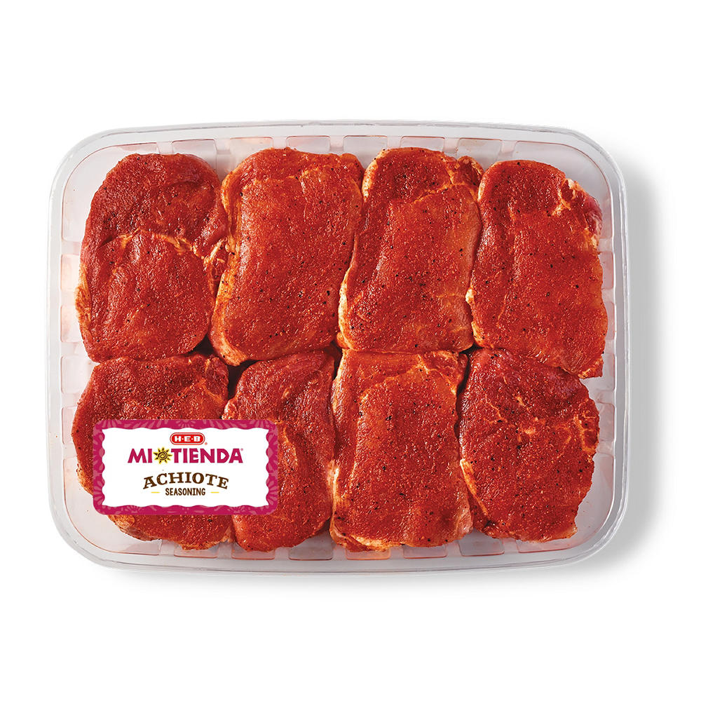 H-E-B Mi Tienda Seasoned Boneless Ribeye Pork Chops – Achiote – Value Pack, Avg. 2.75 lbs