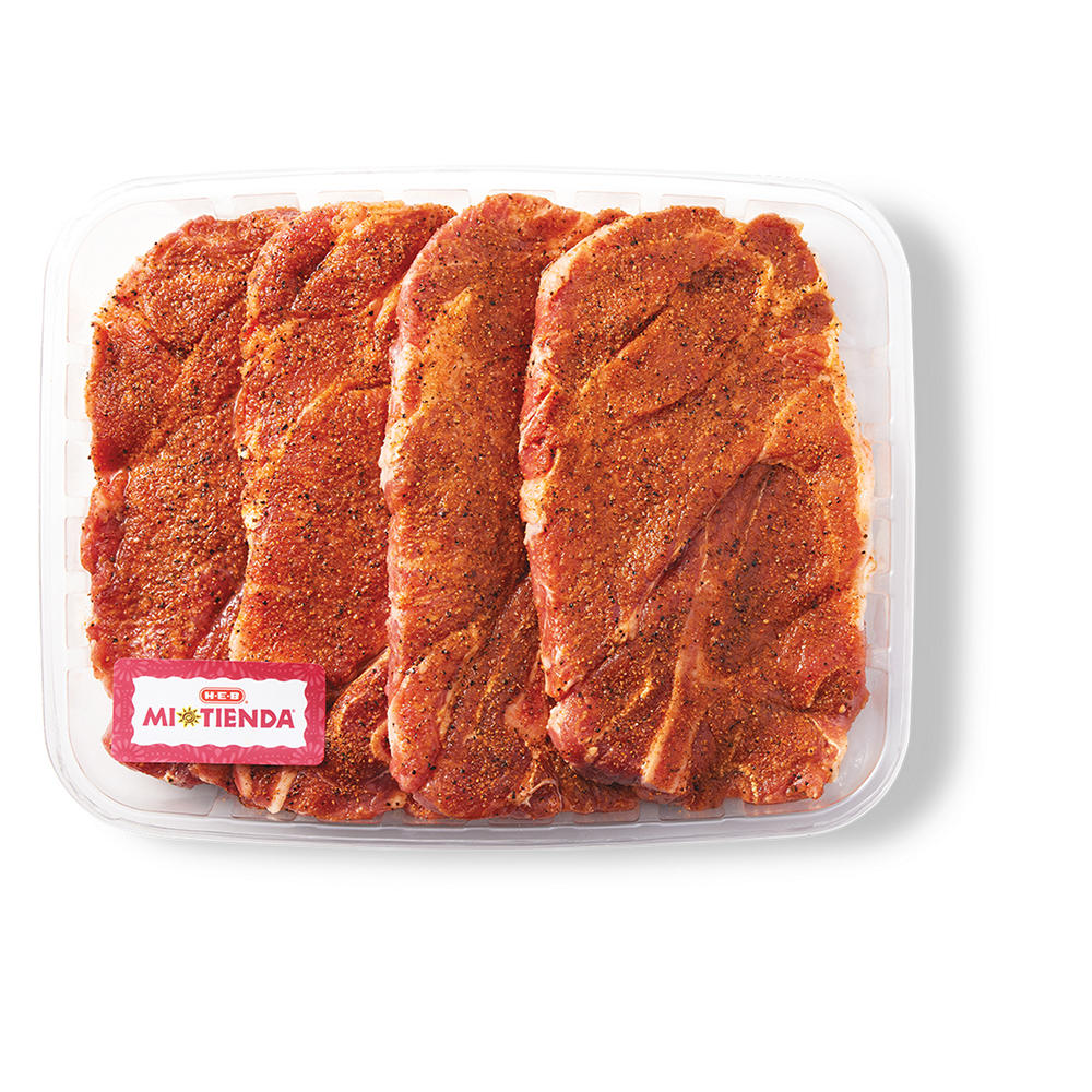 H-E-B Mi Tienda Seasoned Bone-in Pork Butt Steaks – Orange Pepper – Value Pack, Avg. 2.5 lbs