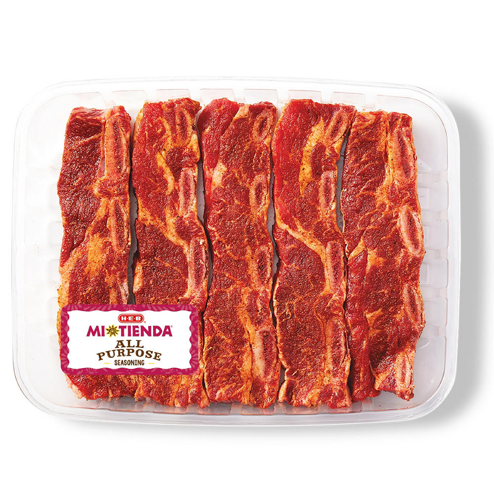 H-E-B Mi Tienda Seasoned Beef Flanken Ribs – All Purpose – Value Pack, Avg. 2.0 lbs