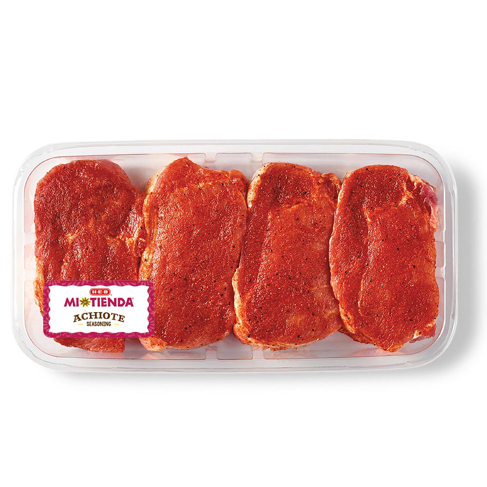H-E-B Mi Tienda Seasoned Boneless Ribeye Pork Chops – Achiote, Avg. 1.5 lbs