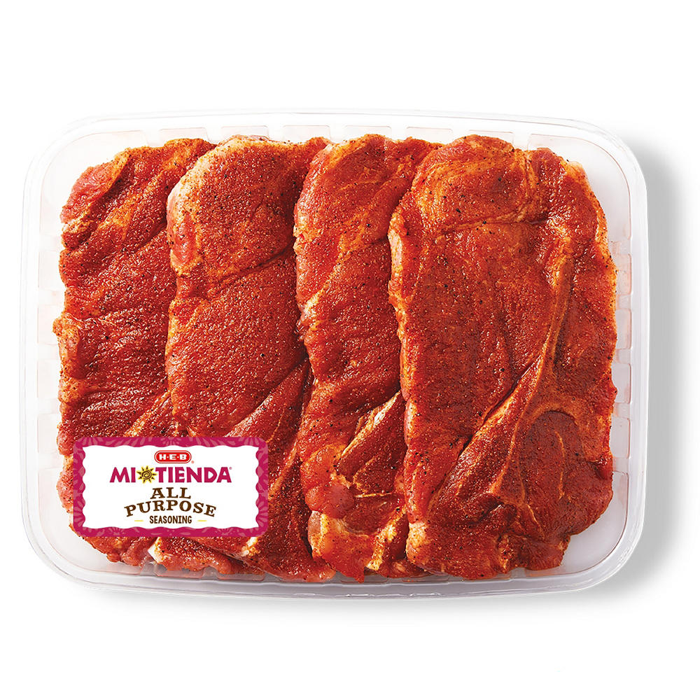 H-E-B Mi Tienda Seasoned Bone-in Pork Butt Steaks – All Purpose – Value Pack, Avg. 2.5 lbs